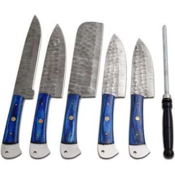 Professional Kitchen Knives Custom Made Damascus Steel 5 Pcs Set